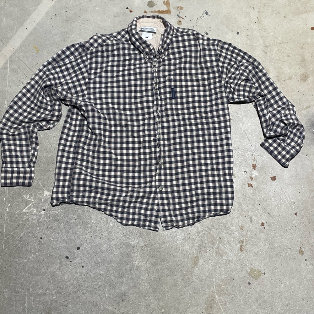 Columbia Men's Navy and White Plaid Shirt